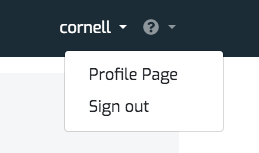 User dropdown menu